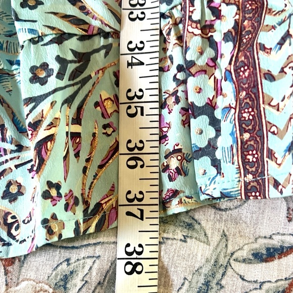 Anthropologie Paani Mint Metallic Foil Halter Trapeze Boho Resort Dress Size M - Picture 8 of 9